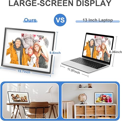 Miniatura 10 de Marco de fotos digital de 8 pulgadas, marco de fotos digital con pantalla de fotos electrónica con sensor de movimientoLCD IPS de alta resolución de