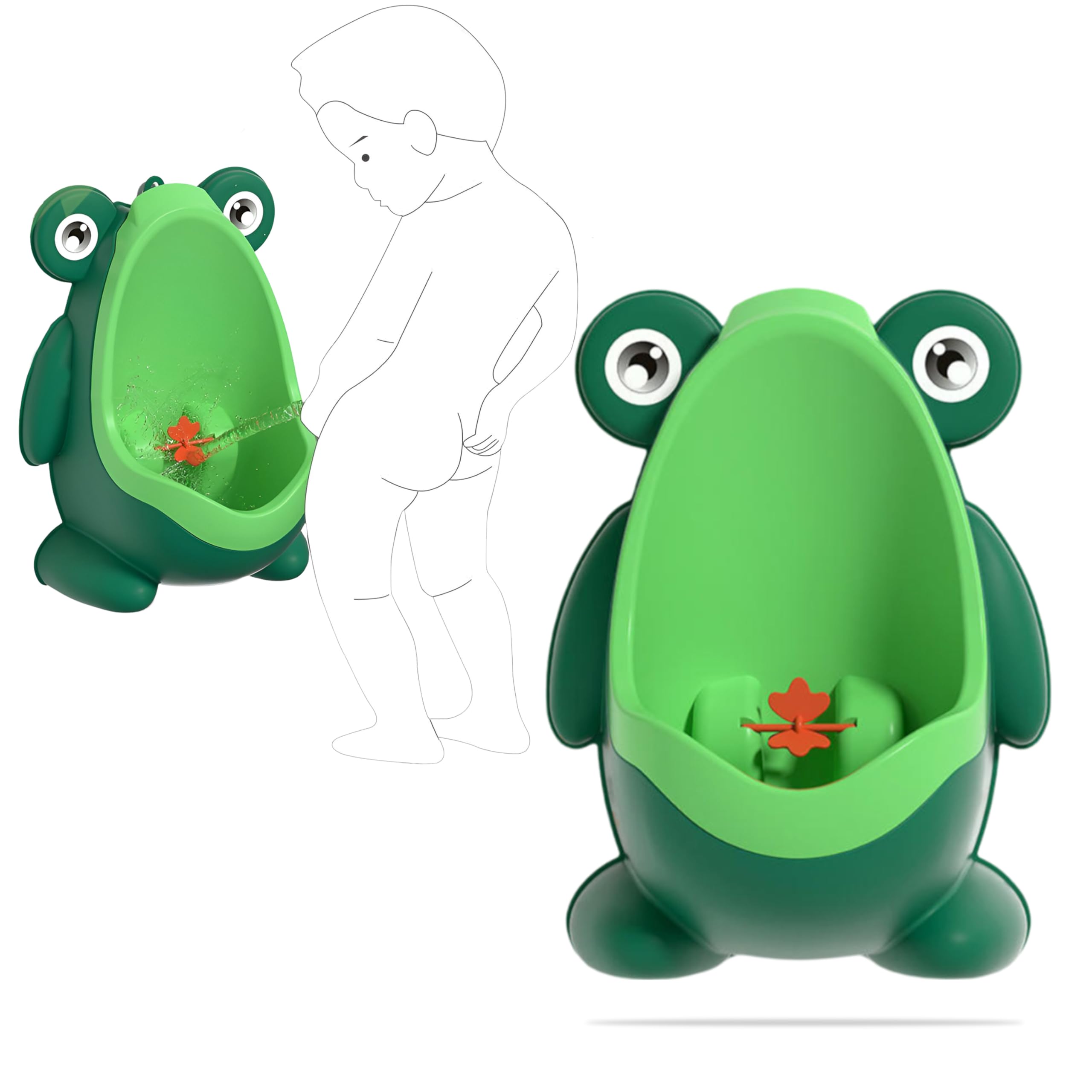 BEMBIKA Pee Trainer Urinal for Kids Boys - Portable Pee Trainer, urinal trainer for boy, Wall-Mounted Kids Urinal, Urinal Potty for Toddlers, pee trainer for boys-(Toddler Frog Theme Green)-image-21
