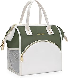 LOKASS Lunch Bag Women Insulated Lunch Box, Wide-Open Lunch Tote Bag Leak-proof Cooler Bag for Work Picnic-（Army Green）