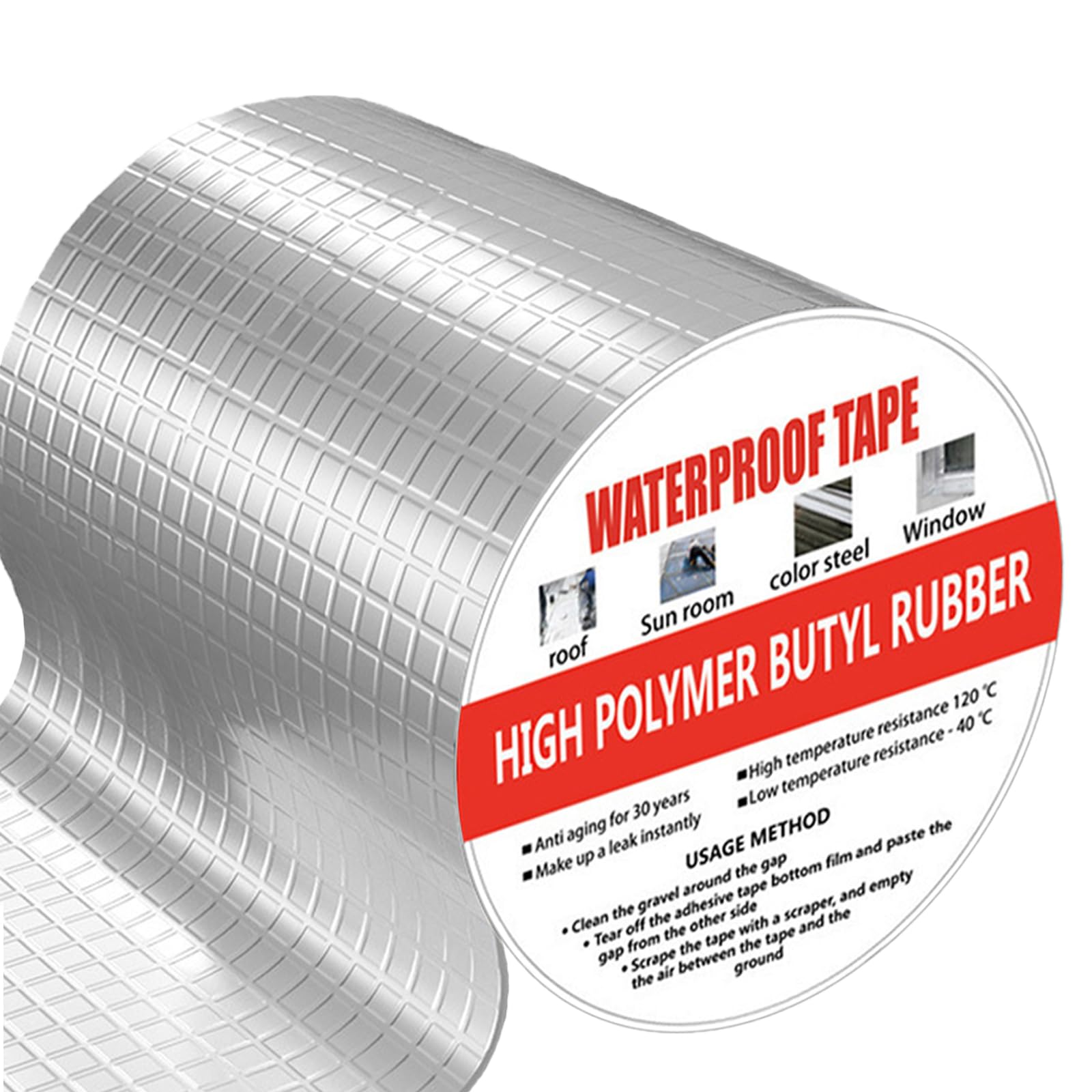 Butyl Tape - Waterproof Sealing Tape, Heavy Duty Silver Flashing Aluminum Foil Tape for Leak Patching, RV Repair, Window, Roofing, Glass & EDPM Roof Leak Patching, Boat and Pipe Sealing(20cm x 5m)