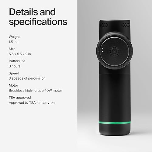 Miniatura 7 de Hypervolt Go 2 - Con tecnología Quiet Glide, pistola de masaje de percusión de mano  3 velocidades, 2 cabezales intercambiables y accesorio de