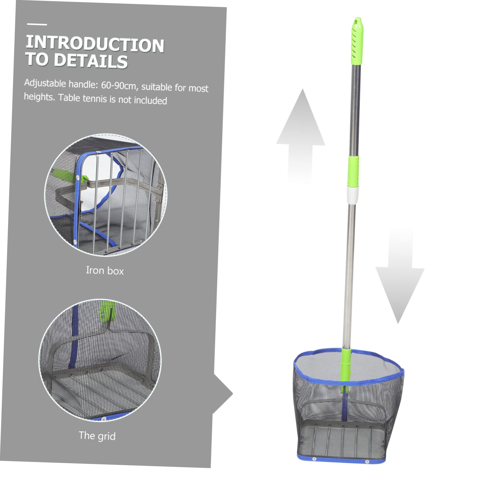 Recogedor de balones de tenis de mesa portátil mango telescópico ajustable azul