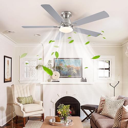 Miniatura 34 de Ventiladores de techo con luces, ventilador de techo interior de perfil bajo de 46 pulgadas con luz y control remoto/aplicación, montaje empotrado