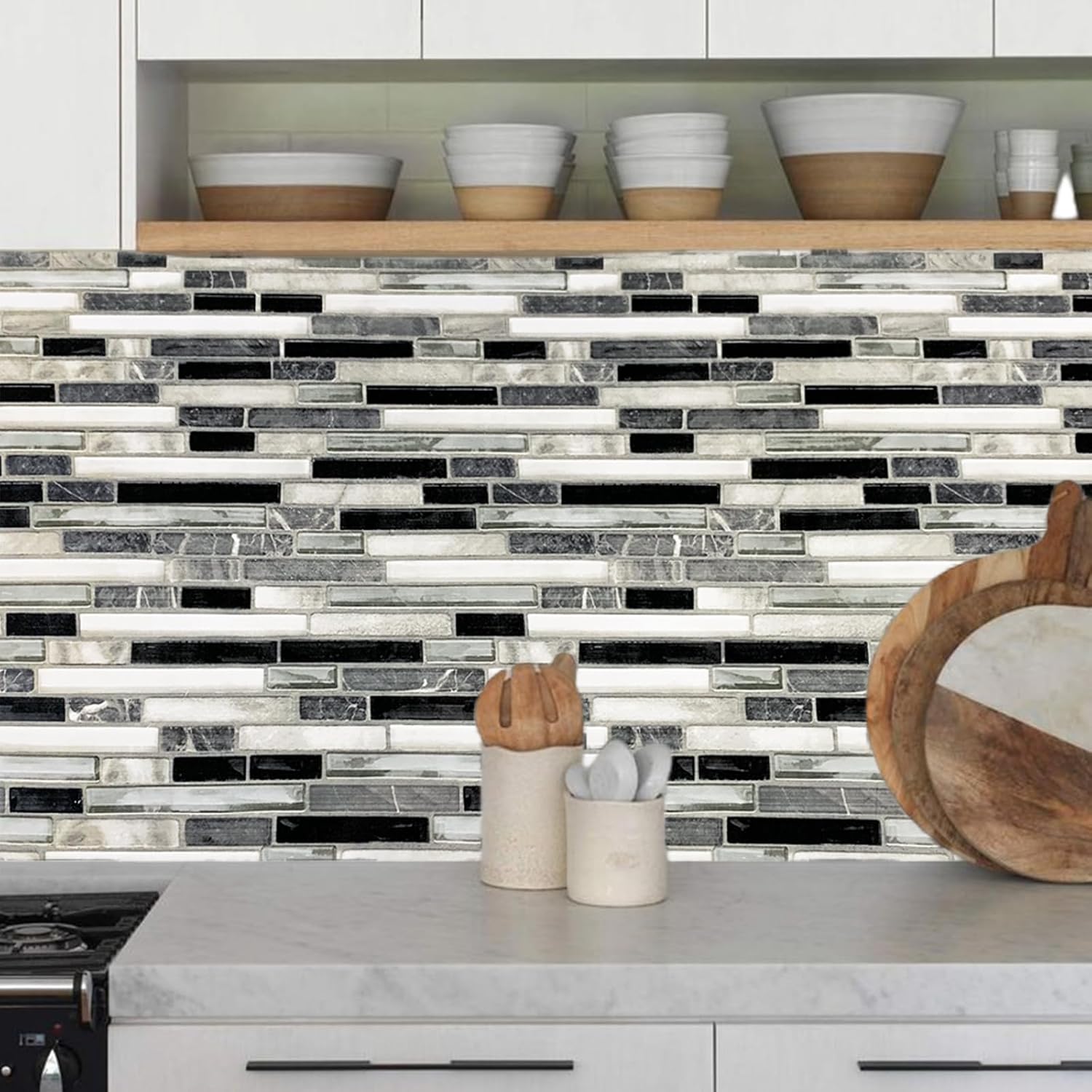 Autocollant Vinyle Décoratif - Motif "Six Signes" Noir Et Blanc, Pour Carrosserie, Fabrication France, Garantie 2 Ans