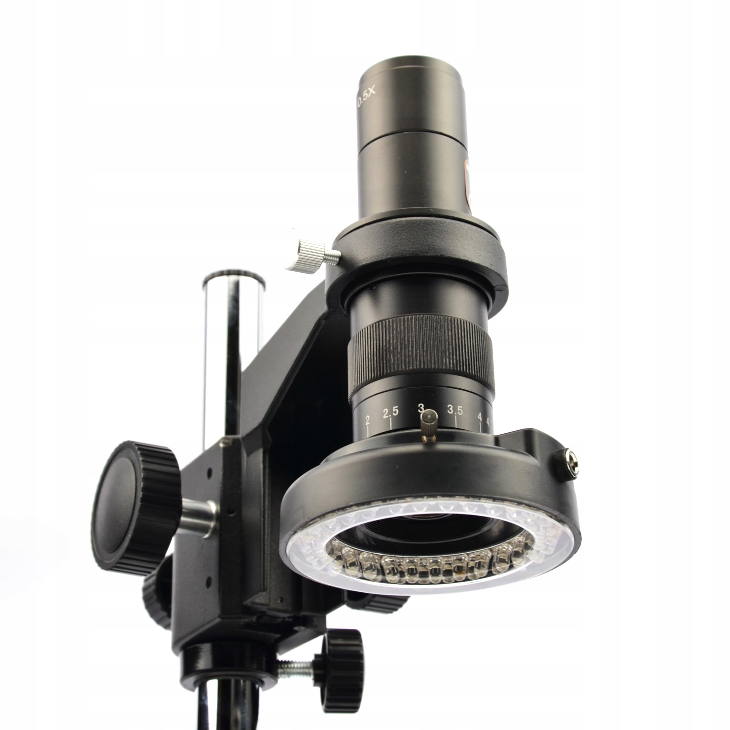 Rosfix Earth Pro MCEP-0.5X - Microscopio digital estéreo con zoom de 7 a 45x y anillo de luz LED de 56 x | Cámara PEGASUS Pro HDMI | C-Mount | Para laboratorio, electrónica, biología, industria