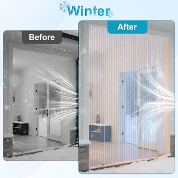 Plastic Vinyl Replacement Strip Curtain 8 x 7.6, 0.08 Thickness Walk in Freezer Cooler Curtain Strips, Plastic Curtain Strips for Commercial Entry Doors, DIY Dog Cat House Entry Door