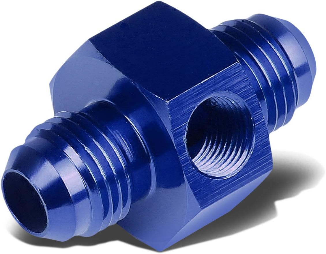 Auto Dynasty 5Pcs 6AN AN-6 Male Thread Straight Weld on Flare Bung Aluminum Anodize Fitting (Blue)