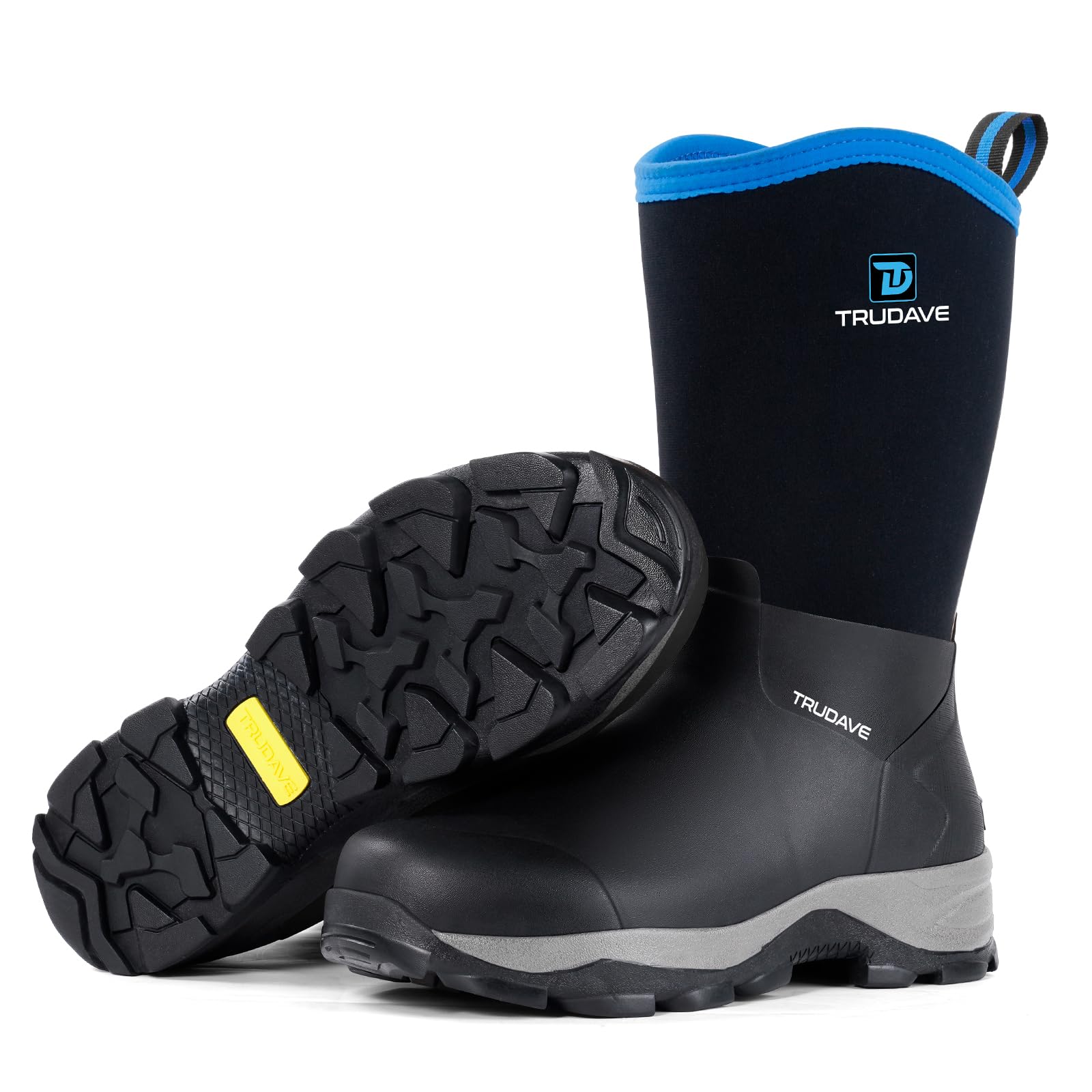 Rubber Boots for Men with Steel Shank, Waterproof Mid Calf Mens Rain Boots, 5.5mm Neoprene Insulated Mud Work Boots for Garden, Size 6-13-image-15