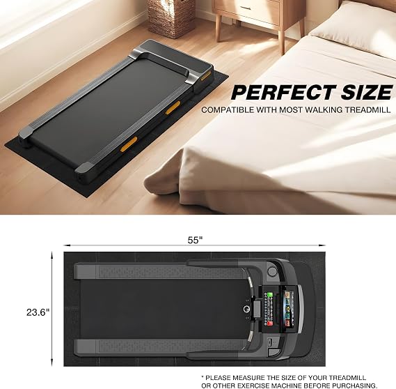 Walking Pad Mat for Carpet, Treadmill Mat for Hardwood Floor, 55x23.6 High Density, 1/4 Thickness, Non-Slip, Foldable, Floor Protection for Treadmill pad, Elliptical, Bike, Noise Shock Absorption