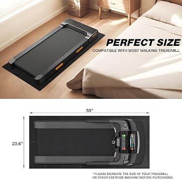 Walking Pad Mat for Carpet, Treadmill Mat for Hardwood Floor, 55x23.6 High Density, 1/4 Thickness, Non-Slip, Foldable, Floor Protection for Treadmill pad, Elliptical, Bike, Noise Shock Absorption