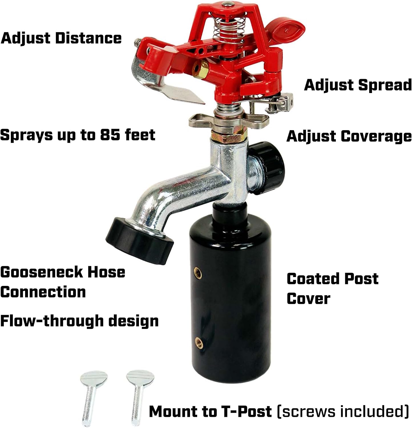 CHAPIN 4984 T-Post Impact Sprinkler, 360-Degree Coverage up to 85 Ft