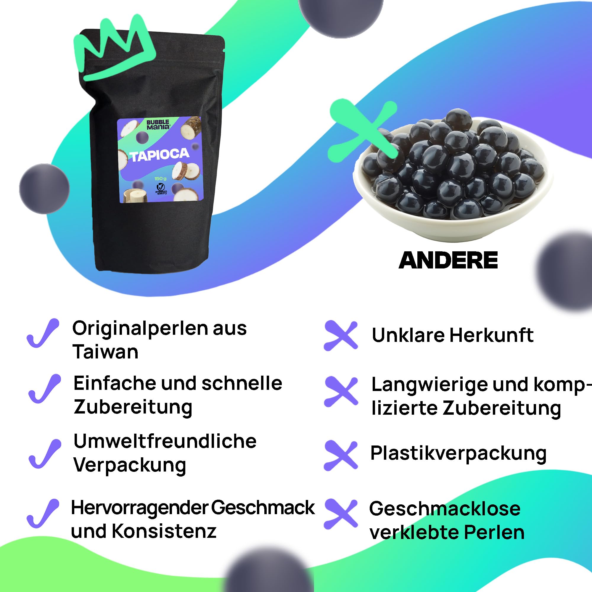 Bubble Mania Popping Boba Burbujas de frutas para Bubble tea/Té de burbujas - Paquete de 4 perlas de Tapioca que revientan frutas - Listo para comer (Fresa, Mango, Maracuyá, Manzana)