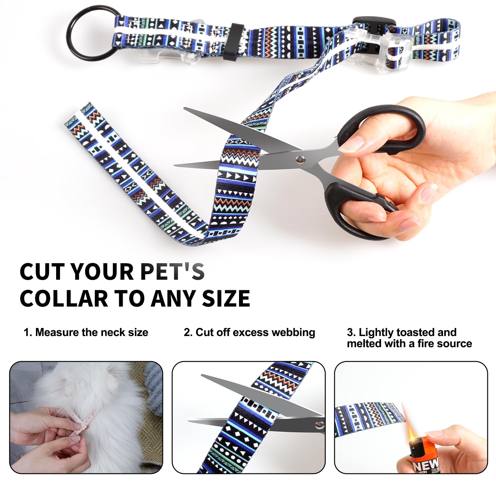YUSHANG Light Up Dog Collars,LED Dog Collar Rechargeable Waterproof,2-in-1 Buckle Type Glow Collar for Medium Large Dogs.XL (Bohemian Blue - Image 4