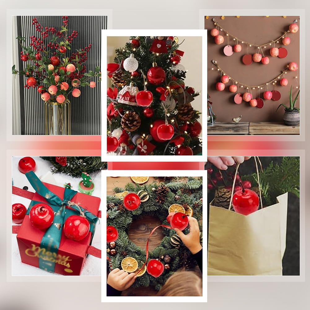 PandaHall 20pcs Mini gefälschte Äpfel 1.7 x 1.4 Zoll künstliche Äpfel Rote Faux Äpfel Simulation Obst Dekor Weihnachten Dekorative Äpfel