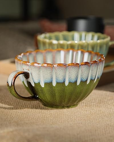 Miniatura 4 de LUXU Tazas de café de cerámica, tazas de café grandes con asa, tazas de capuchino de porcelana de 16 onzas, bonita taza de café con leche para