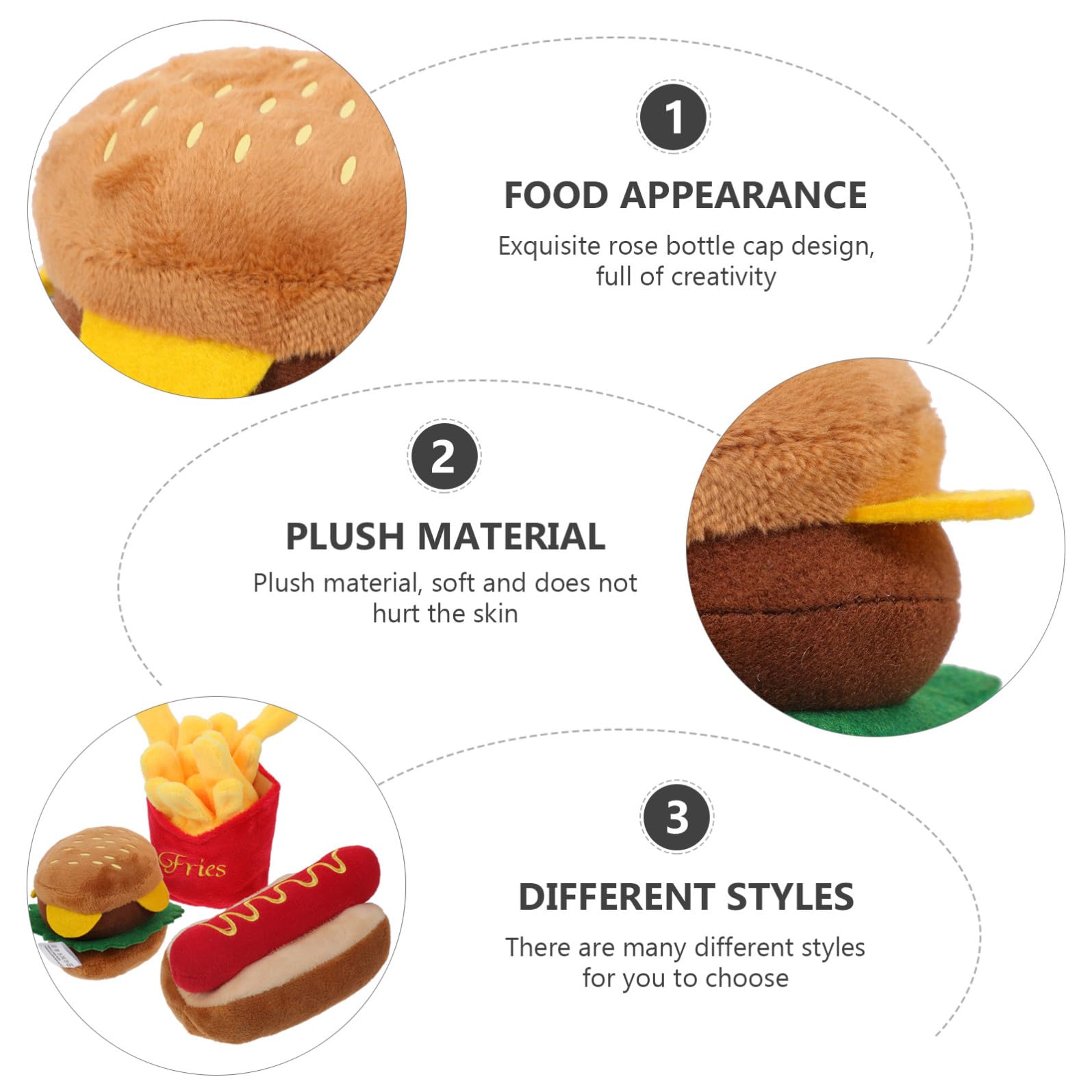 TOYANDONA Jouet à Mâcher Son Couineur Intégré en Peluche pour Chien Résistant aux Morsures, Design Imitation Nourriture Adorable pour Chiots Jouant et Tirant