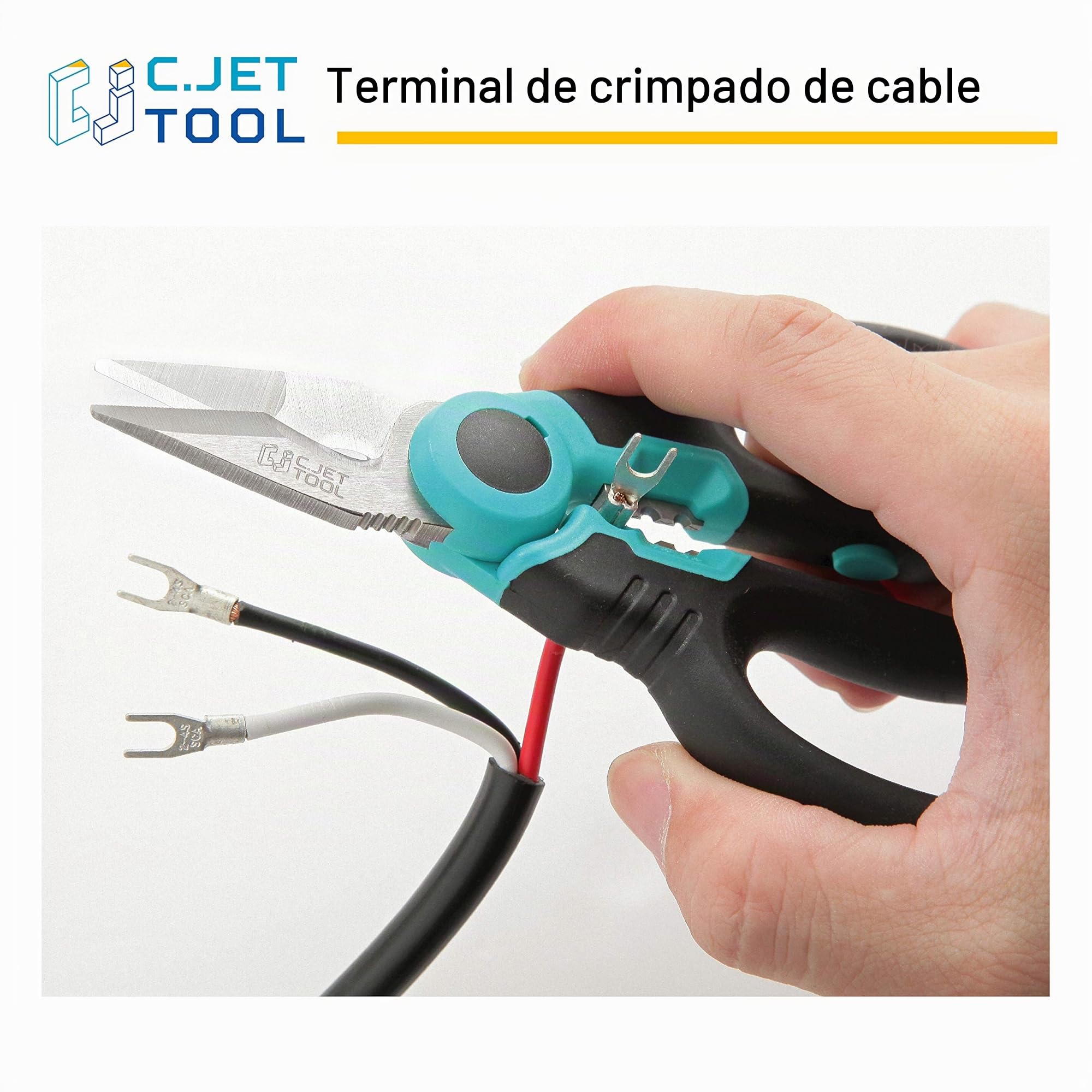 C.JET TOOL Tijeras Electricista Profesional de 160 mm, Acero Inoxidable para Cable Suave de Cobre de Aluminio (Turquesa)