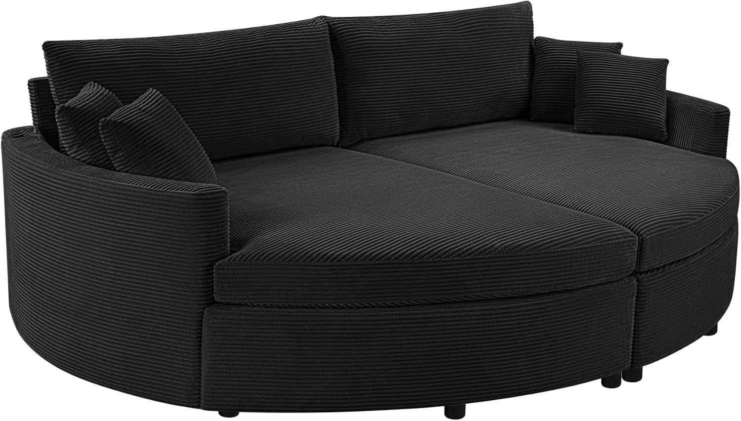 Oversized Double Chaise Lounge Sofa Bed with Pillows,102.3" Upholstered Loveseat Couch with Deep Seat and USB Ports for Living Room (Black+Corduroy)