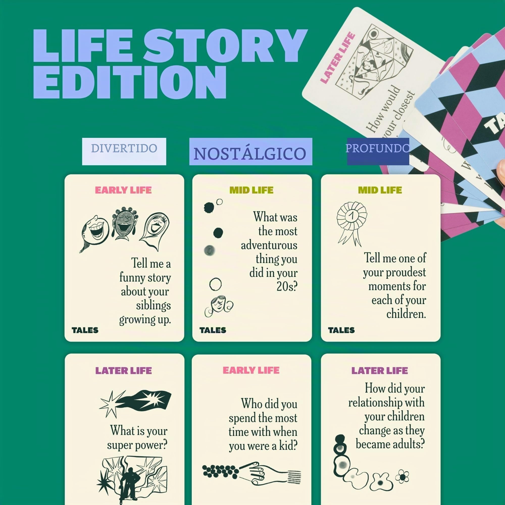 TALES 150 tarjetas de conversación, edición Life Story, conserva recuerdos familiares