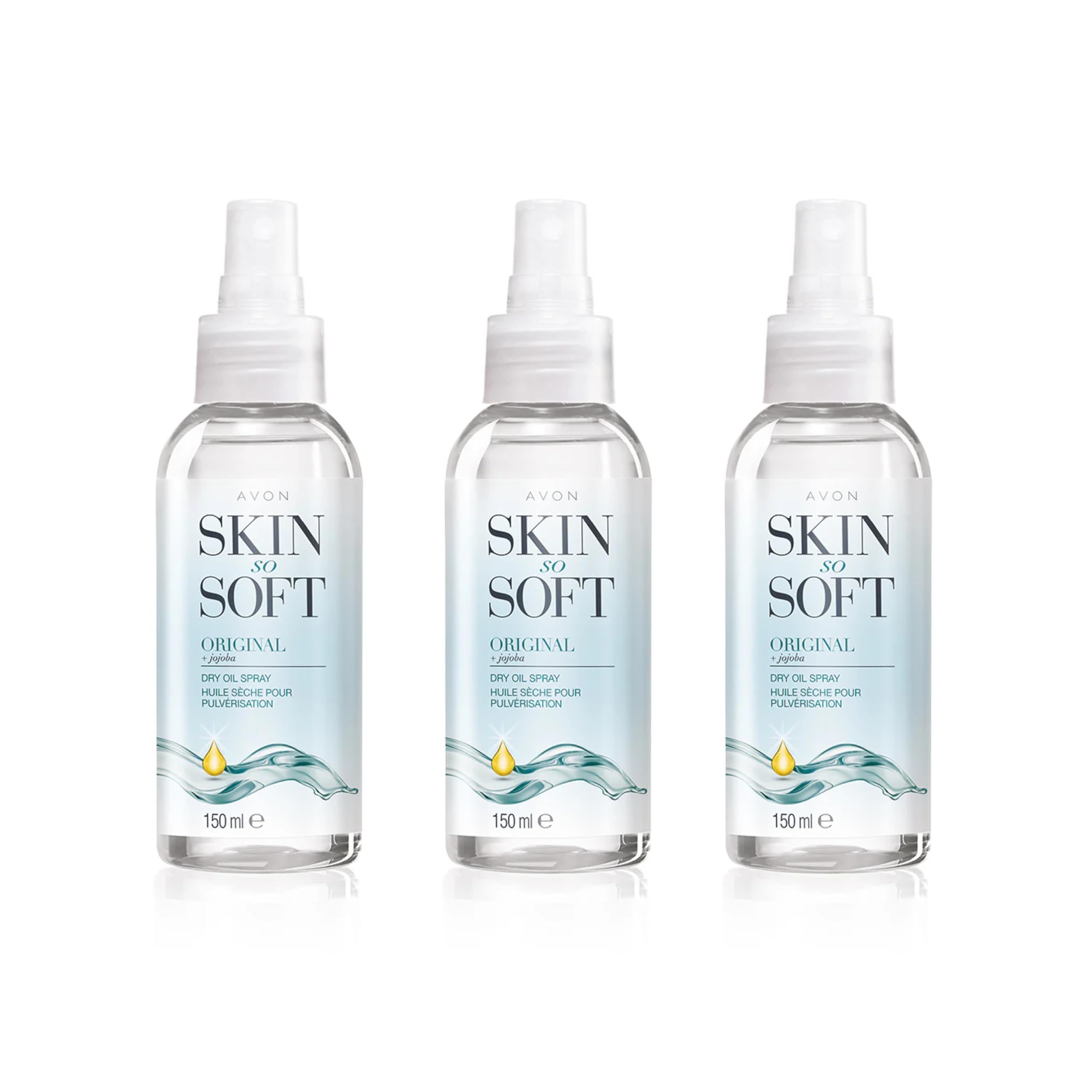 Avon Skin So Soft Dry Oil Spray 150ml (Pack of 3)