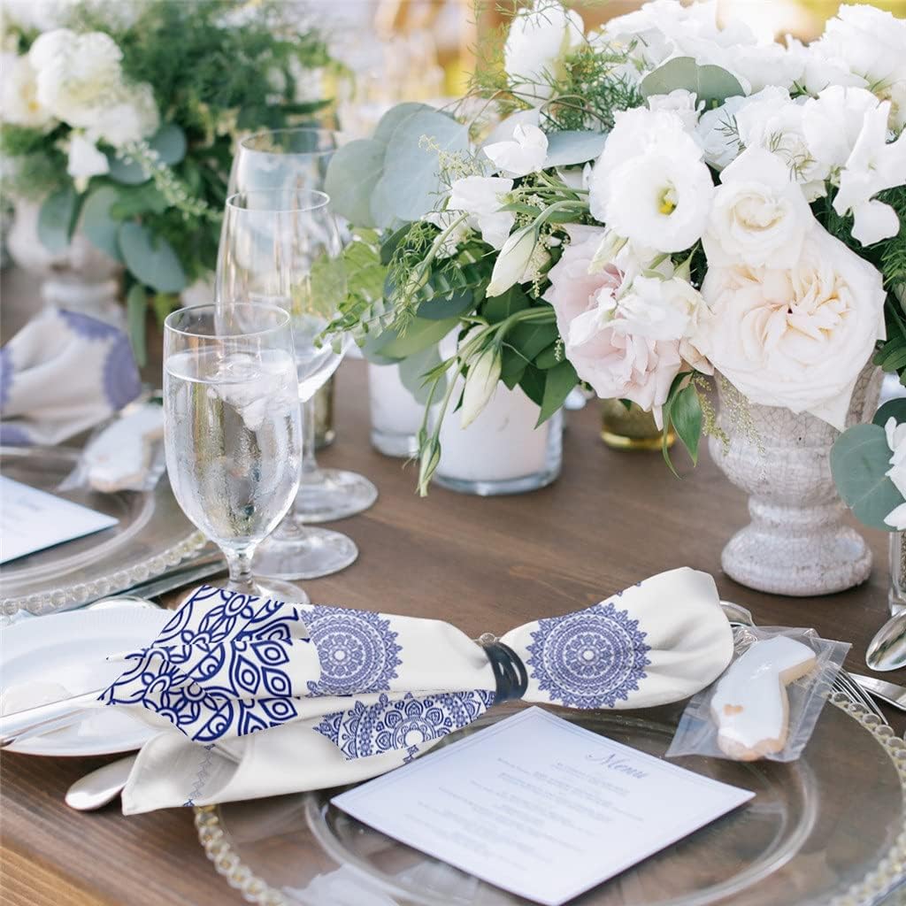 Bohemian Mandala Pattern Napkins Cloth Set Wedding Party Table Cloth Soft Kitchen Dinner Napkins Christmas Napkins(8pcs)