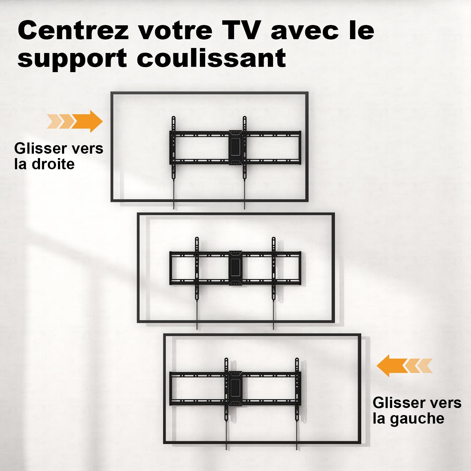 Support Mural TV-Universel Incliné 43-100 Pouces – Fixation Murale Plate Jusqu’à 75kg, Compatible VESA 800x400, pour TV Courbes & Écrans Plats, Noir, Installation Facile, Salon & Bureau