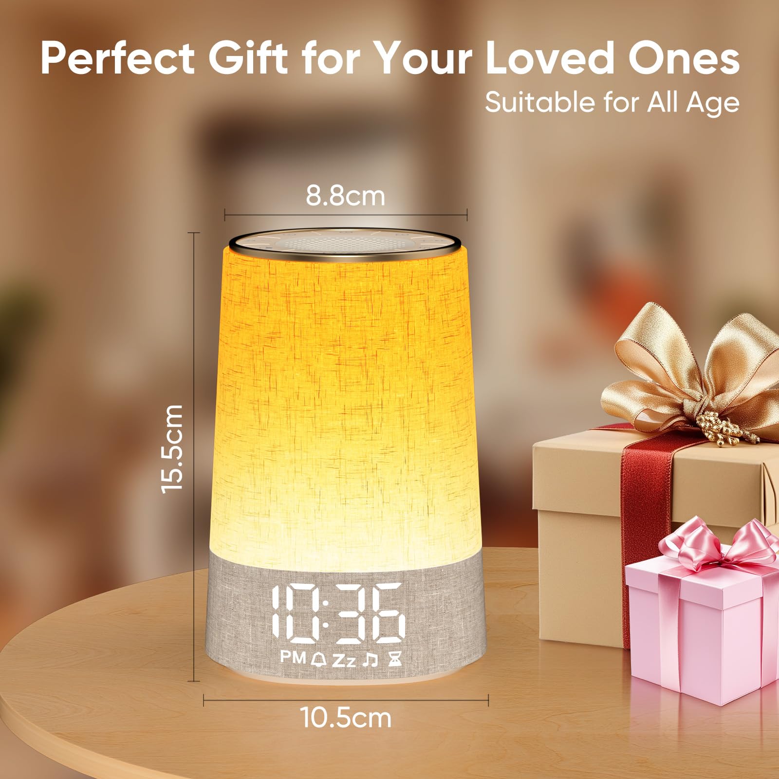 APUZOM Sunrise Sveglia bianca con 30 suoni lenitivi e timer e luce notturna a 8 colori — immagine 7 di 14