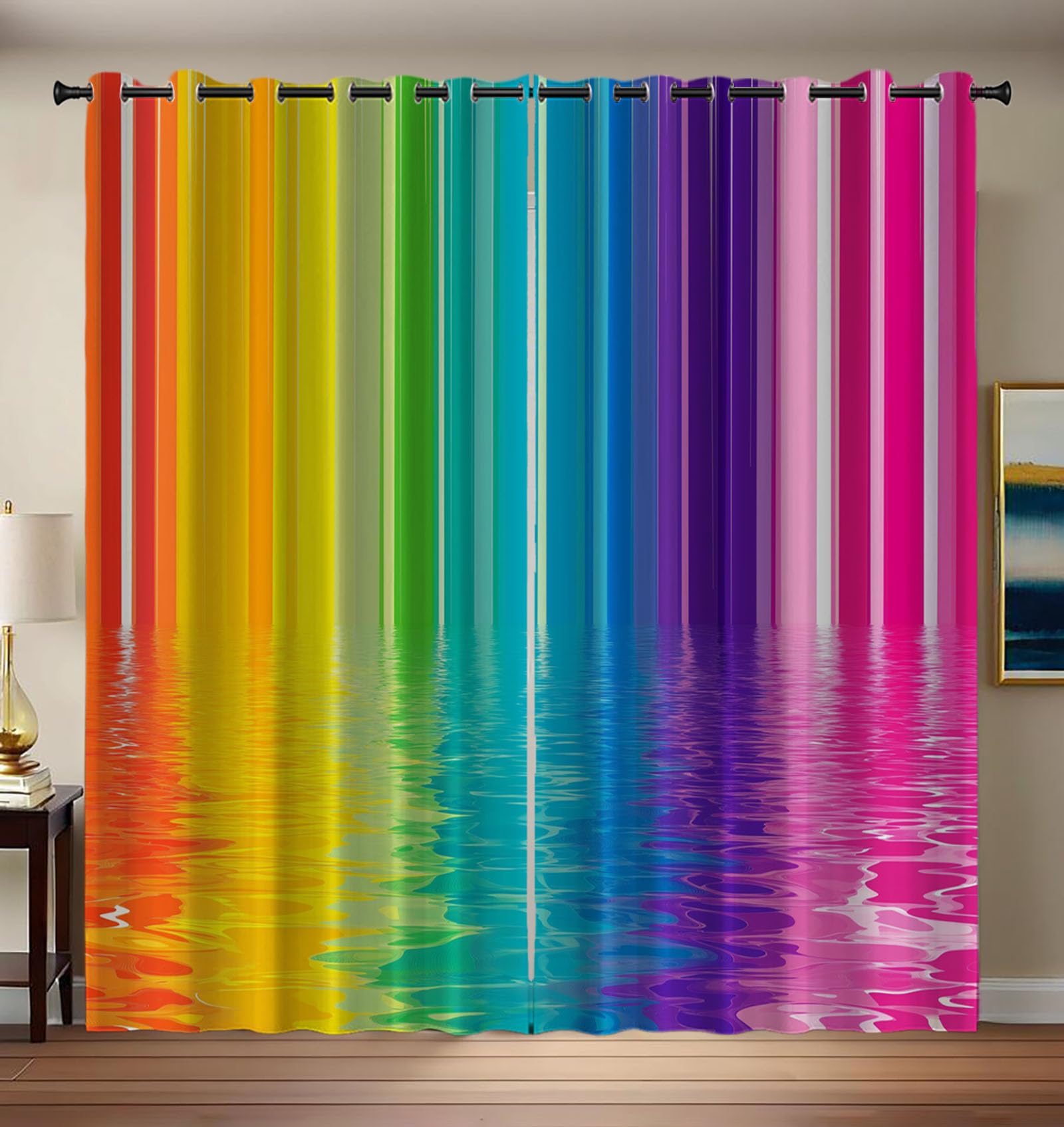 Rideaux occultants arc-en-ciel lot de 2 draperies thermiques pour chambre 132x213 cm