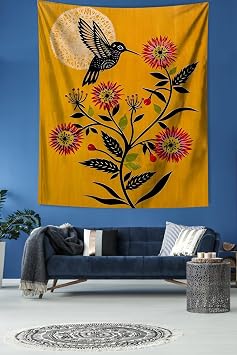 Pelangi Sinek Ku u Papatya Ve Ay Leke Tutmaz Kuma  Duvar  rt s  Duvar Hal s  Tapestry PNTR089, 140 x 230