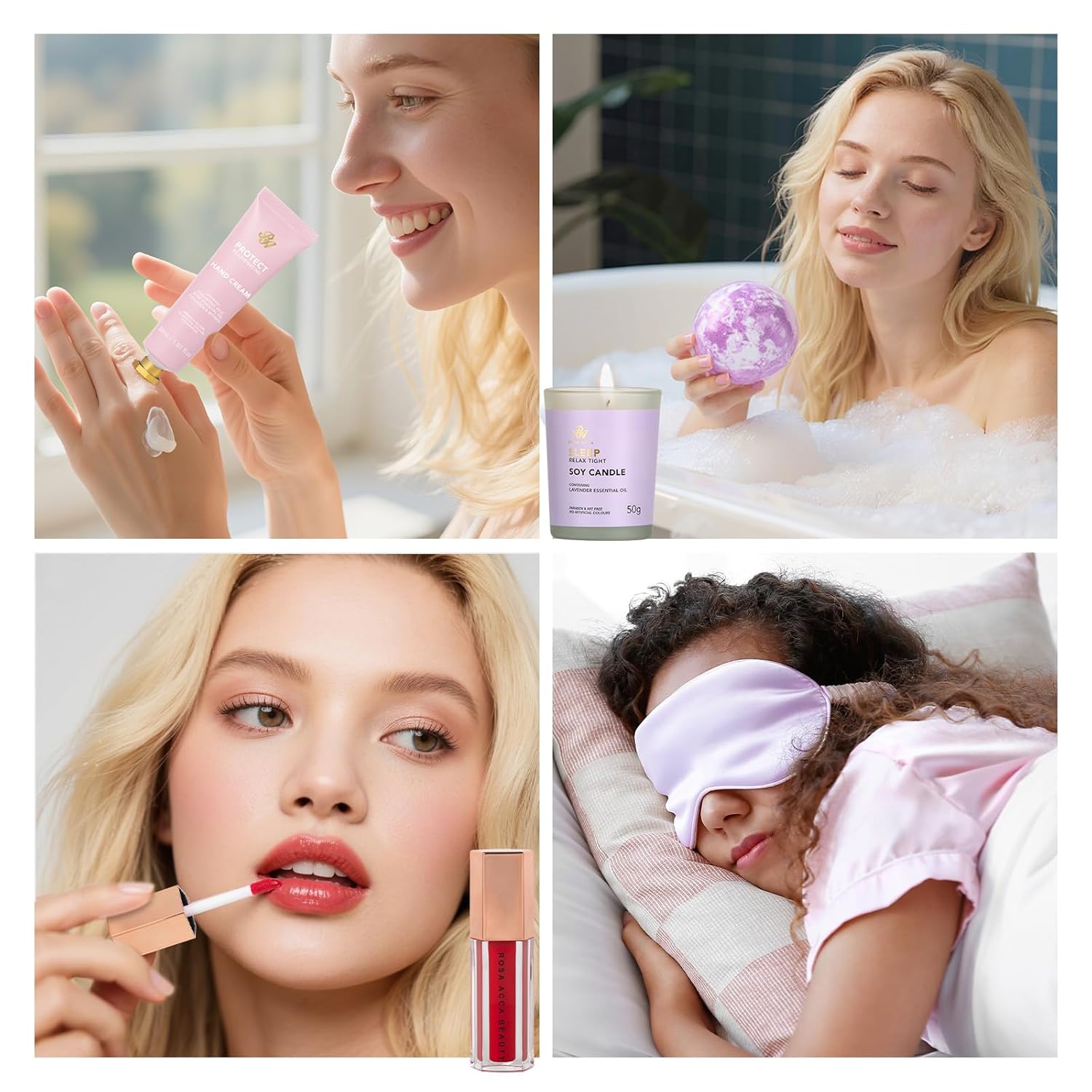 Valentines Day Gifts for Women, 38 Pcs Hydrating Skin Care Face Sheet Mask, Bath & Body Spa Set, Self-Care Pampering Gift Basket, Bath Bomb, Eye Mask, Face Serum, Lip Gloss, Mother Day, Birthday - Image 4