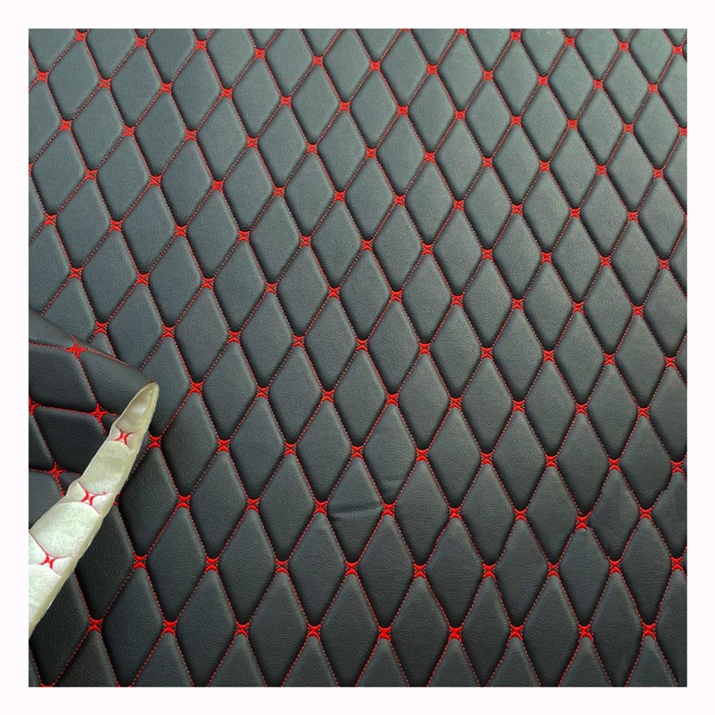 Faux Leather Quilted Fabric Vinyl Stitched Outdoor Upholstery Auto Headliner Headboard Diamond(Black 1,1.6X9m)