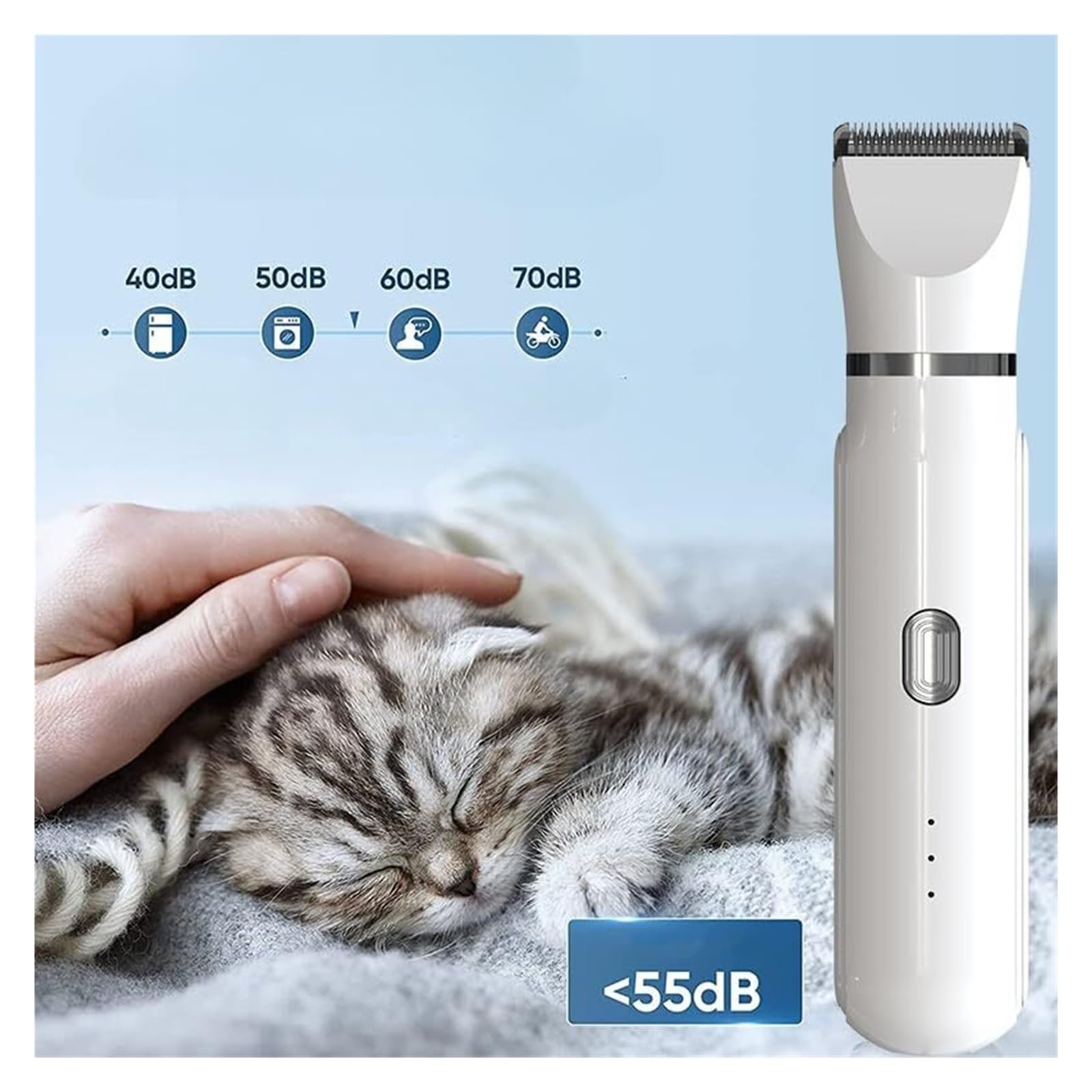 Kit de aseo para mascotas 4 en 1, recortador eléctrico de pelo de perro y gato con molinillo de uñas, cortadora inalámbrica impermeable y 4 accesorios para cara, patas y cuerpo