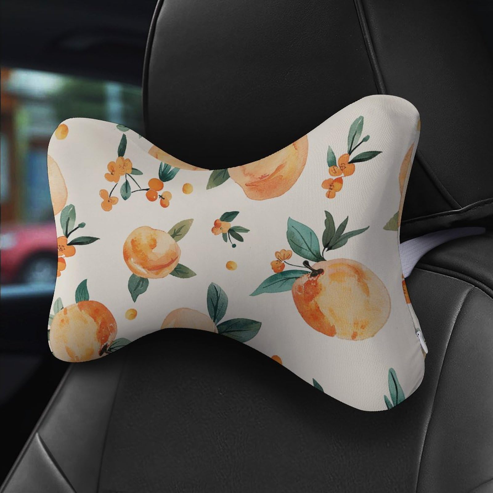 Cuscino per il corpo, cuscino di supporto lombare, motivo pesca, frutta stampato, cuscino da viaggio, set da 2, adatto per sedile auto