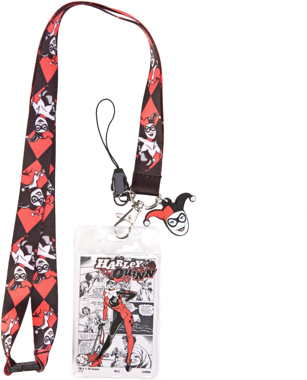 DC Harley Quinn Lanyard with PVC Dangle , Red