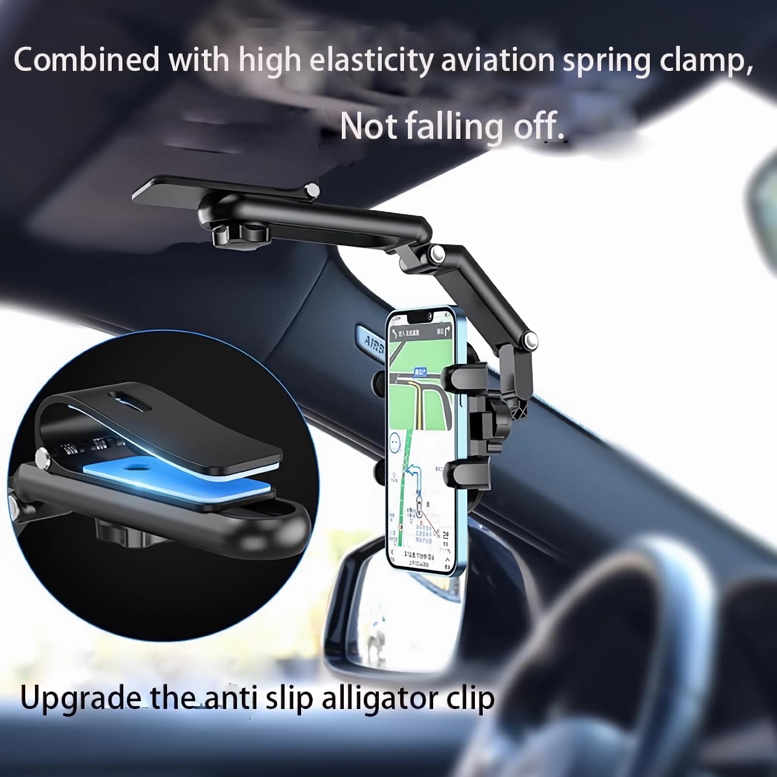 SUPPORTO DA AUTO SPECCHIETTO RETROVISORE CELLULARI NAVIGATORE SMARTPHONE 00778 E - Foto 7