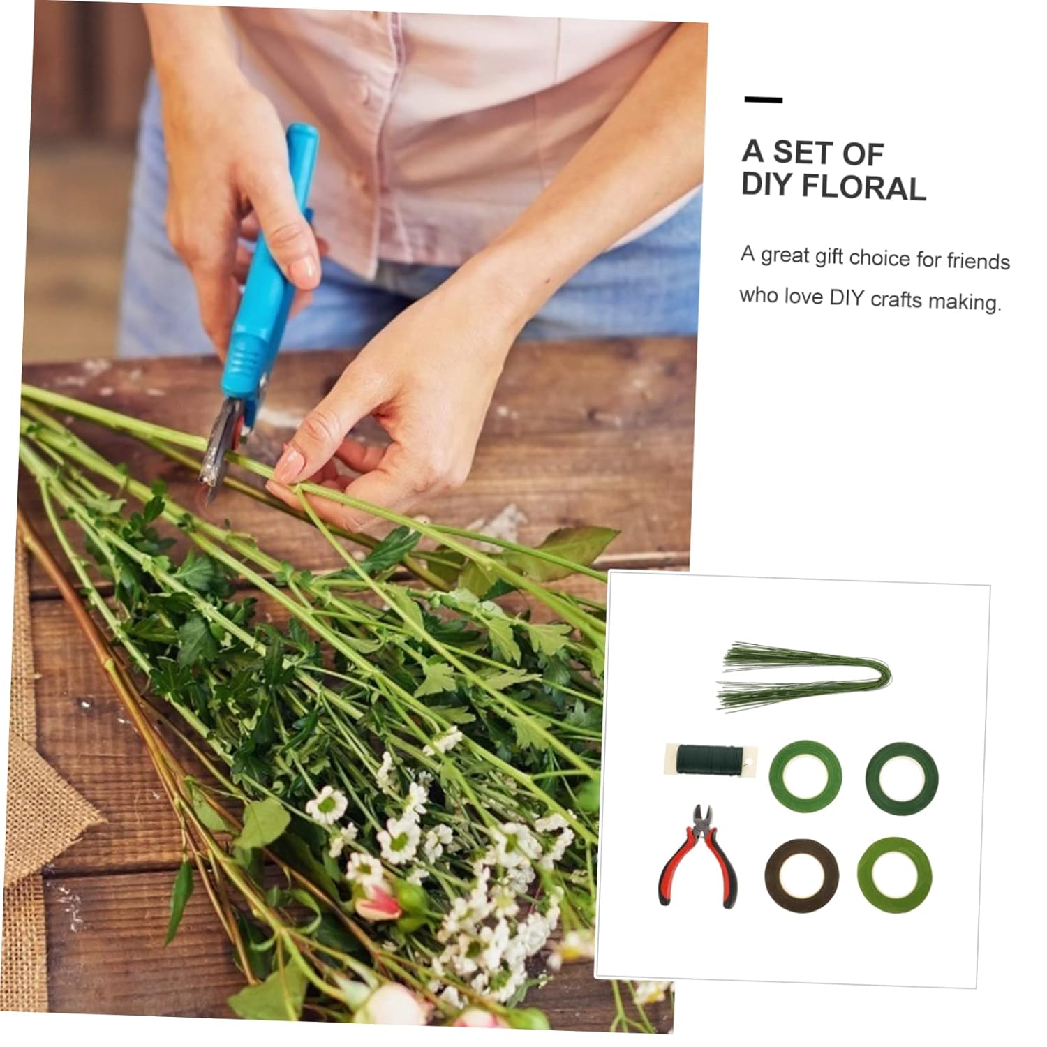ARTIBETTER 1set Floral Arrangement Tools Kit Craft Floral Tape Wire Cutter Stem Wire and Pliers for Flower Bouquets and Dried Flower Crafts