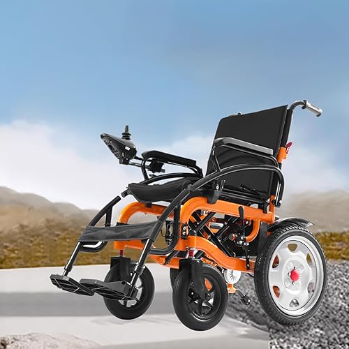Foldable Electric Wheelchair,20" Widened Seat,330 lbs Capacity Electric Wheelchair for Adults,Heavy Duty Compact Folding Electric Wheelchairs,20 Miles Long Range,500W Motors,Ergonomic Design,Orange