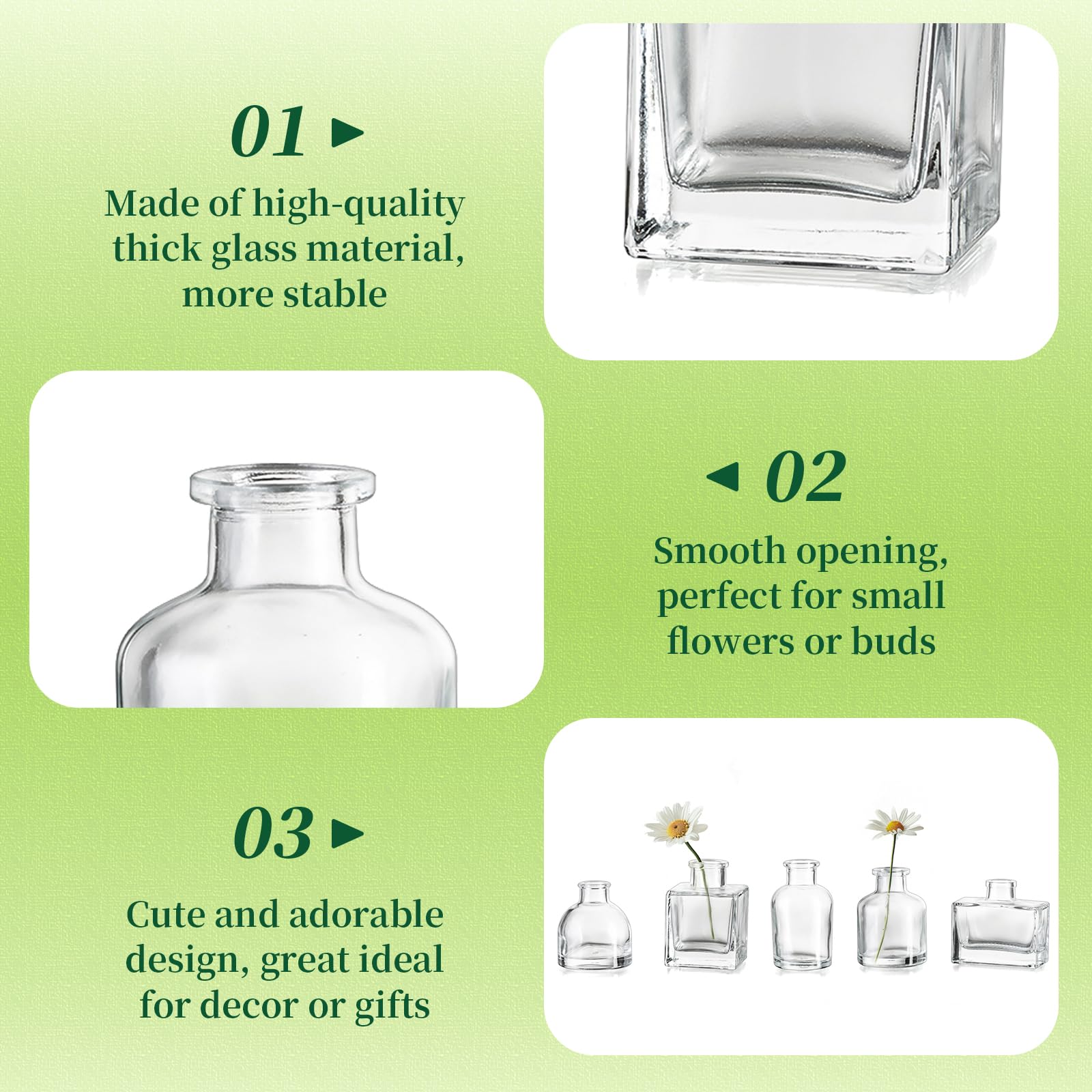 Hewory Mini Vase Transparent Verre: 20pièces Petit Vase Decoratif Design Soliflore en Verre pour Decoration Mariage Maison