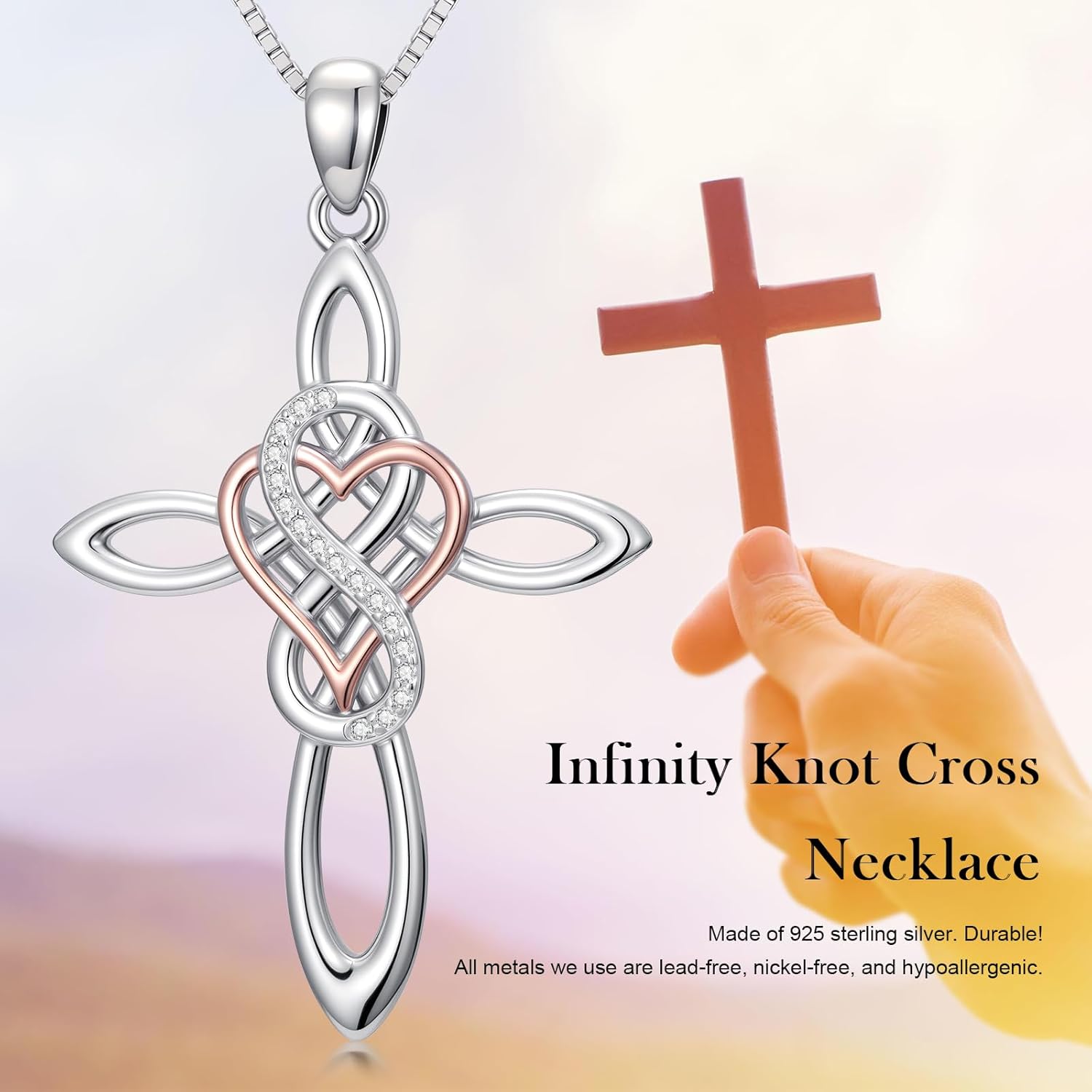 JUSTKIDSTOY Cross Necklace for Women 925 Sterling Silver Cross Pendant Necklaces Religious Jewelry Gifts for Wife - Image 7
