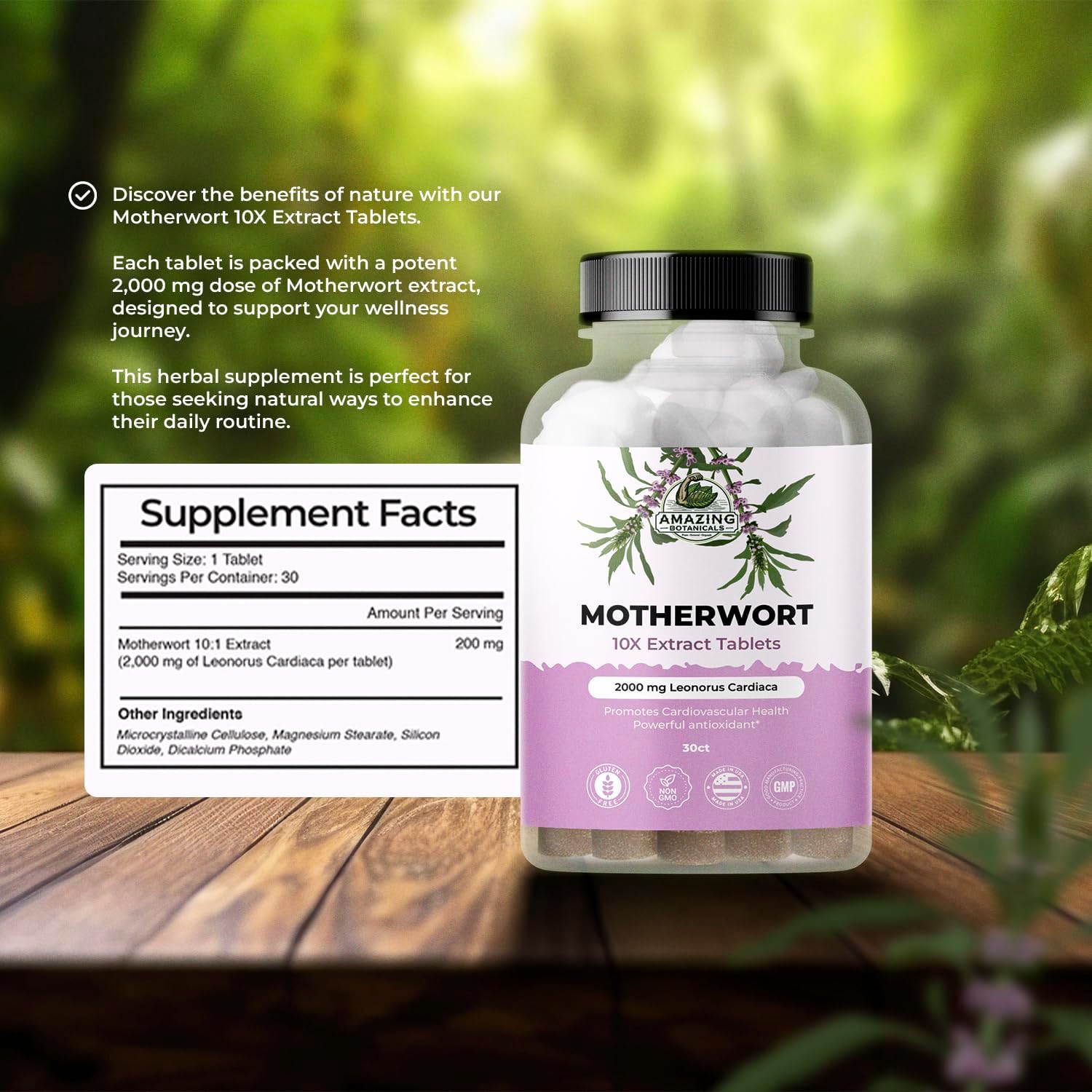 Amazing Botanicals Motherwort 10X Extract Tablets 2,000 mg - High Potency Herbal Supplement for Wellness and Vitality - 30 Tablets - Image 4