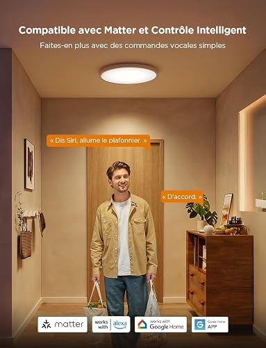 Govee Plafonnier LED RGBIC, 2400LM Ronde Plafonnier Intelligent, 30cm, 24W - 4