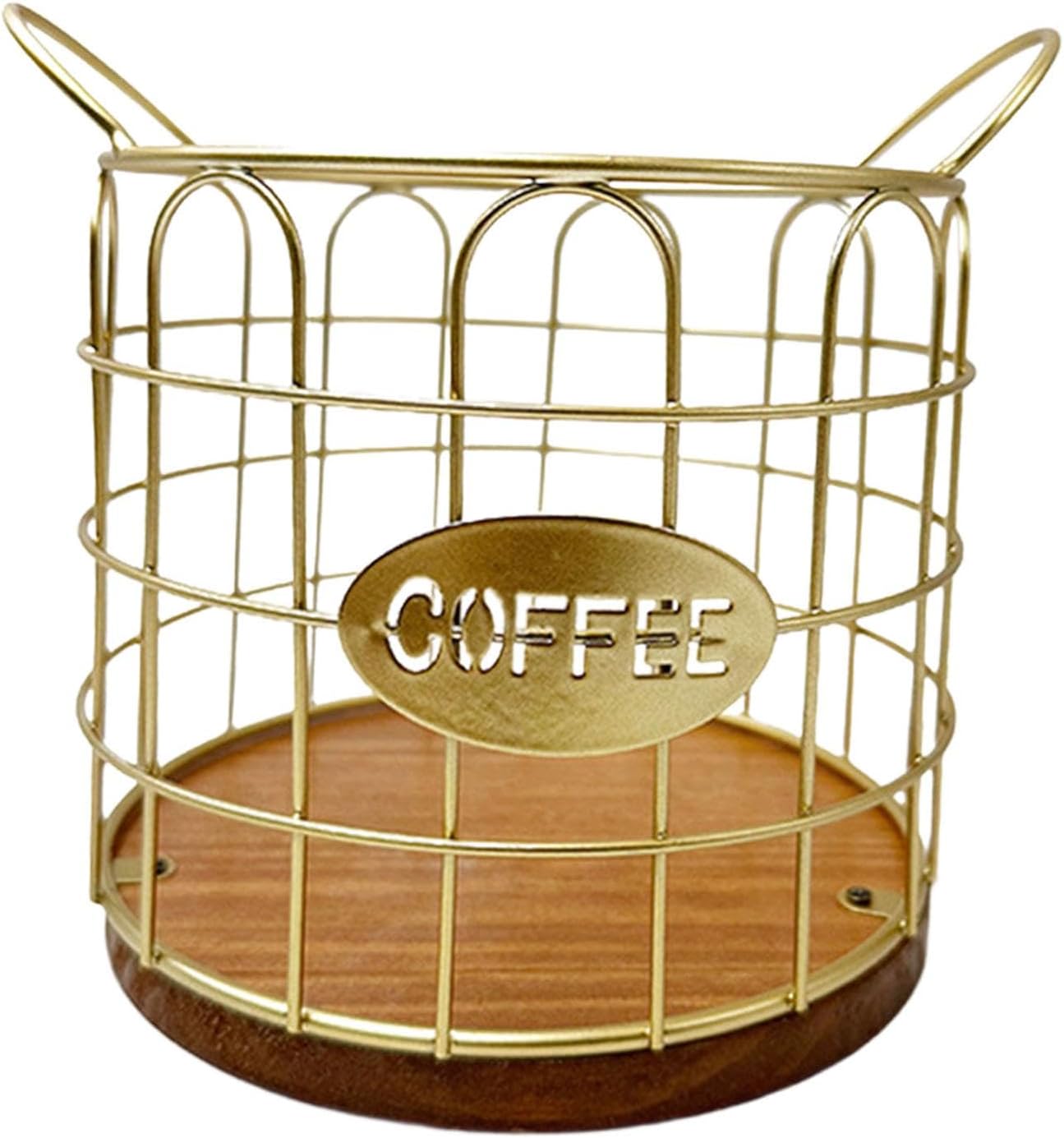 Amagogo Coffee Pod Holder,offee Capsule Storage Basket,Iron Counter Organizer,Coffee Pod Storage for Cafes,Family,Espresso Capsules, Gold, L