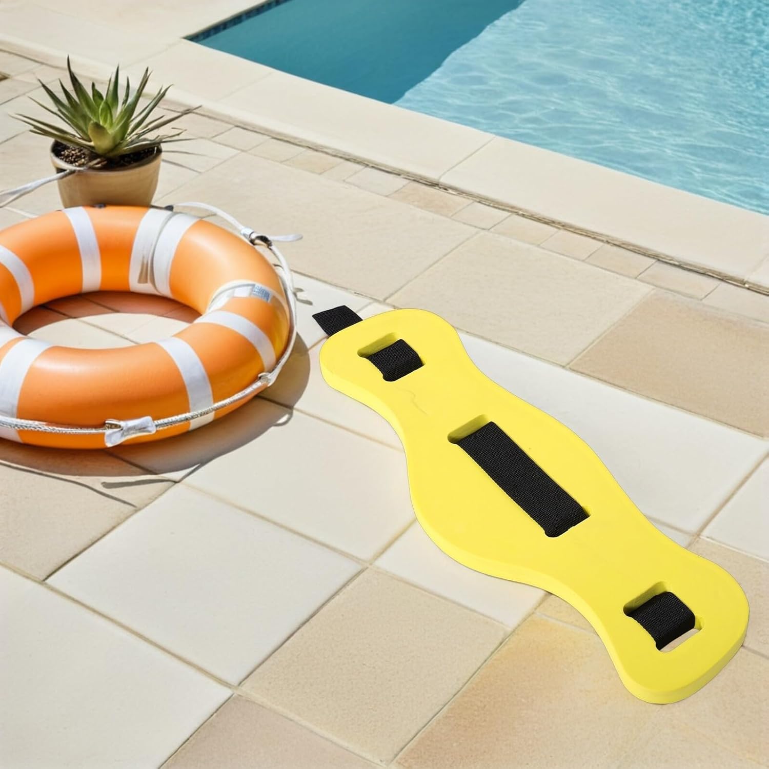 ABOOFAN 2pcs Swim Floating Belt for Adults and Quick Inflate Deflate Waist Training Aid High Visibility Yellow Pool Exercise Equipment for Water Aerobics and Swimming Safety