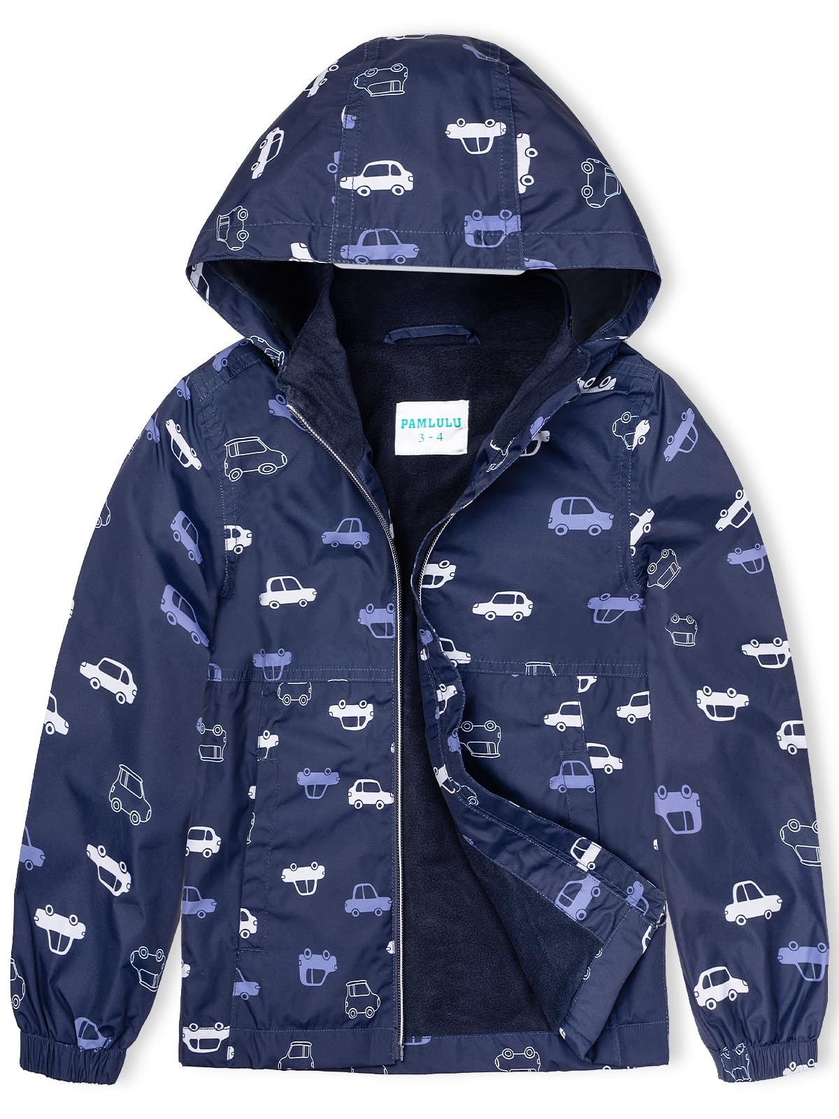 PAMLULU Boys Girls Kids Softshell Jacket With Hood Lightweight Waterproof Warm Raincoats Fleece Lined Windbreakers for Kids