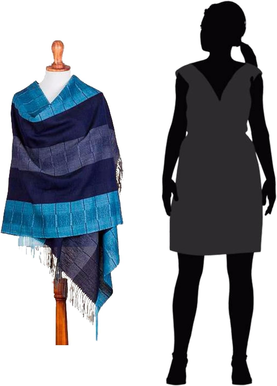 Vista 3 de NOVICA Chal azul 100% lana de alpaca peruana, azul Huancayo, Azul