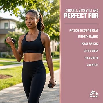 RBX 4LB Pair Neoprene Hand Weight Bars, Ergonomic Pill Shape Weights, Non-Slip Grip, Balanced Design for Controlled Workouts, Includes Mesh Storage Bag, Home Exercise Equipment