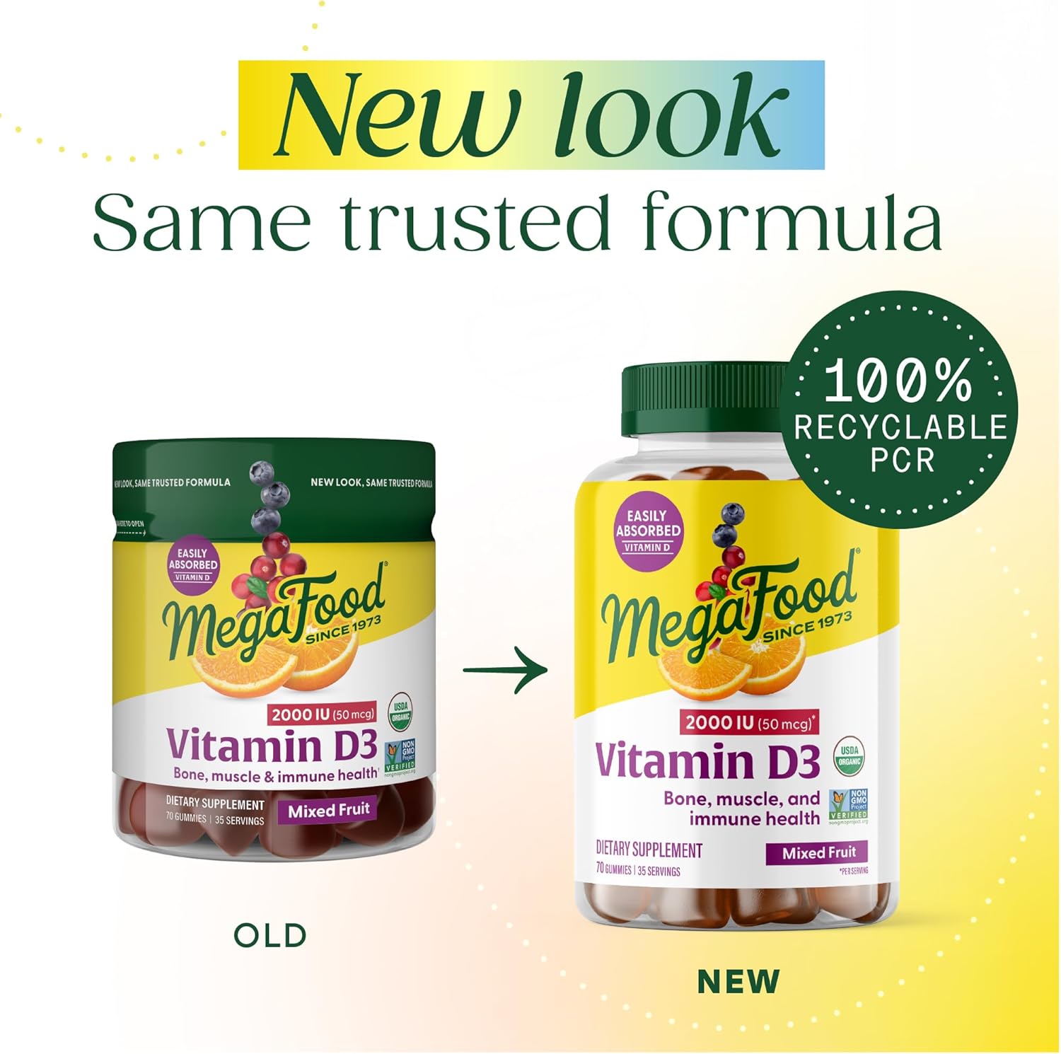 MegaFood Vitamin D3 Gummies 2000 IU (50 mcg) - Vitamin D Gummies Mixed Fruit Flavor, Bone, Muscle & Immune Support Supplement, Vegetarian, Gluten-Free, USDA Organic – 70 Gummies, 35 Servings - Image 2