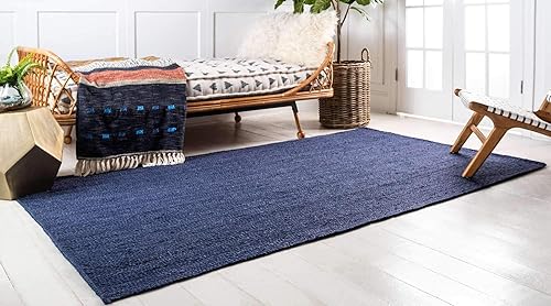 Miniatura 2 de Unique Loom Alfombra trenzada de la colección de yute - Dhaka (2' x 3' 1", rectangular, azul marino)