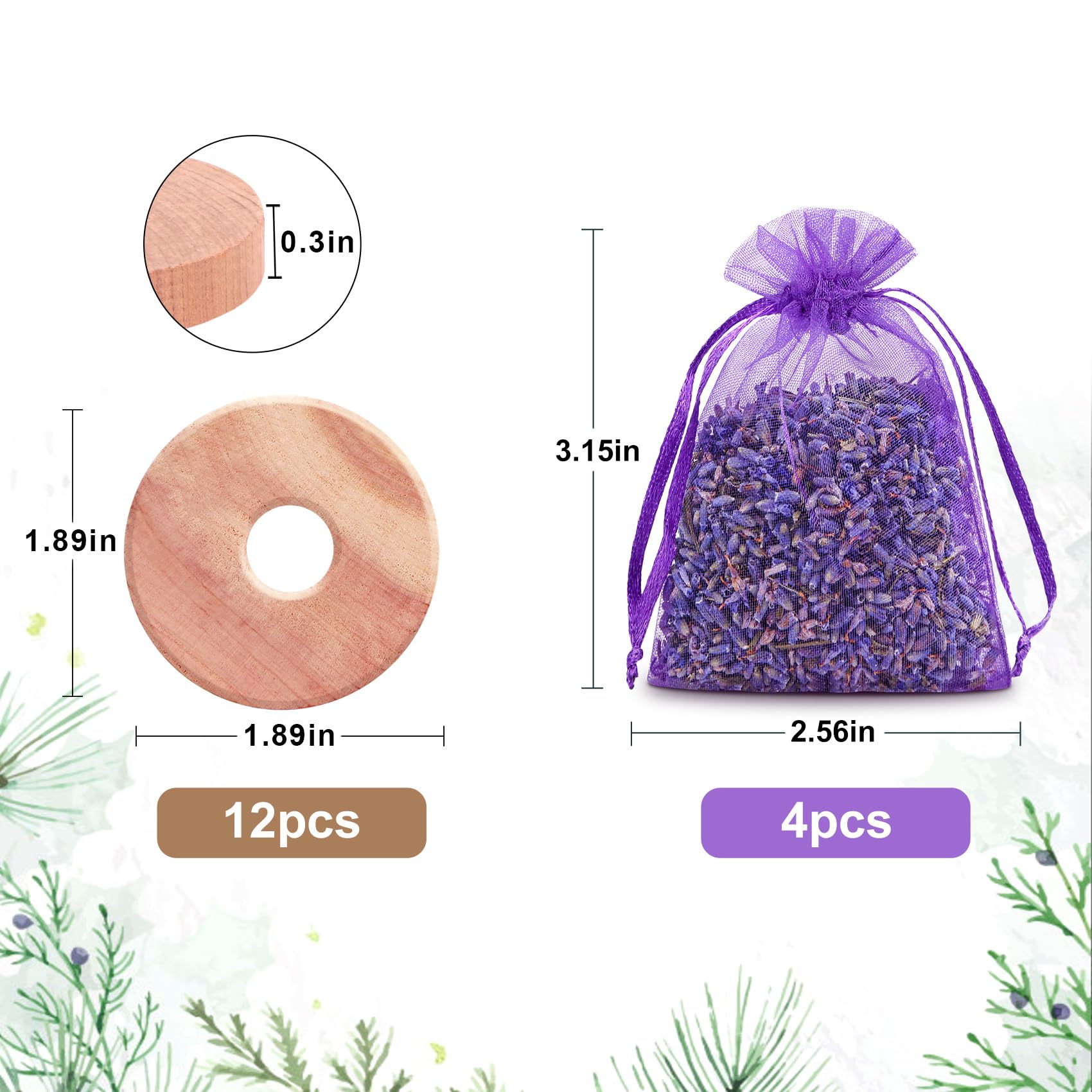 Pièges Anti Mites Textiles 16 Anneaux 4 Sachets Lavande Protection Vêtements Garde-Robe