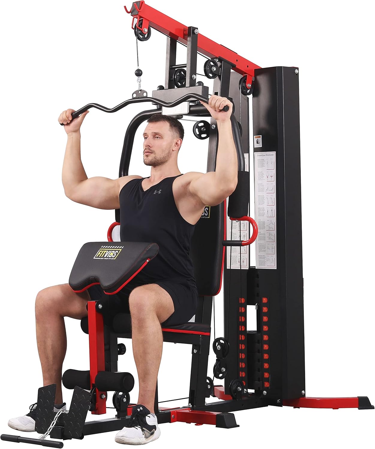 BalanceFrom Multifunctional Home Gym System Workout Station with Leg Extension and Preacher Curl, 122.5LB Weight Stack, Multiple Models